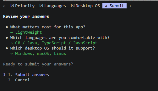 The answers: lightweight; C#, Java, TypeScript and JavaScript; Windows, macOS and Linux.